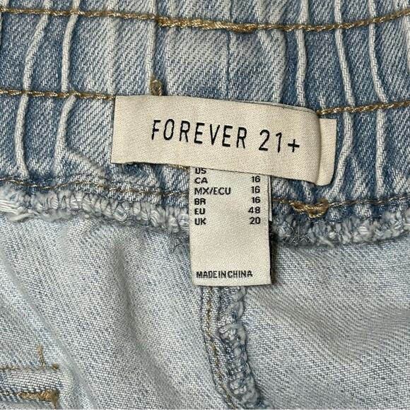 NWT Forever 21 Plus Size Light Denim Drawstring 100% Cotton Jean Shorts Size 16 - Picture 6 of 8